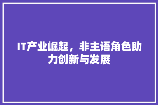 IT产业崛起，非主语角色助力创新与发展