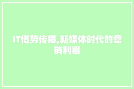 IT借势传播,新媒体时代的营销利器