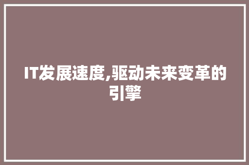 IT发展速度,驱动未来变革的引擎
