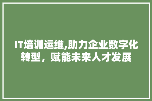 IT培训运维,助力企业数字化转型，赋能未来人才发展