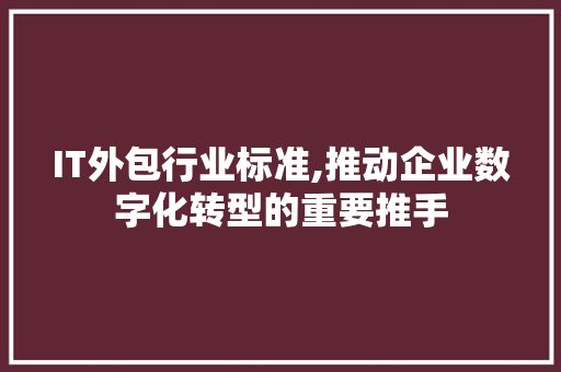 IT外包行业标准,推动企业数字化转型的重要推手