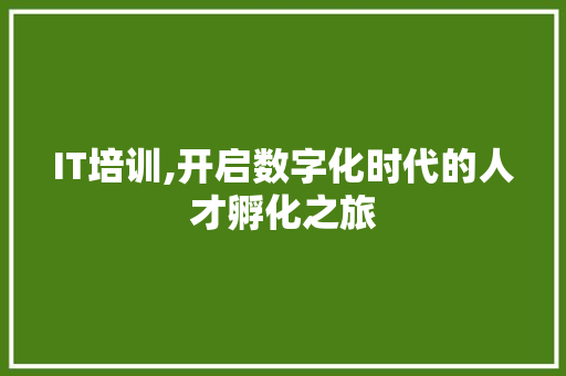 IT培训,开启数字化时代的人才孵化之旅