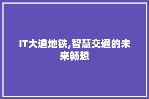 IT大道地铁,智慧交通的未来畅想 SEO关键词