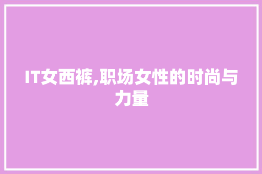 IT女西裤,职场女性的时尚与力量