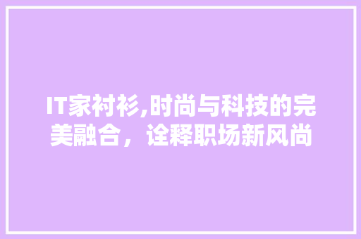 IT家衬衫,时尚与科技的完美融合，诠释职场新风尚