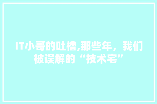 IT小哥的吐槽,那些年，我们被误解的“技术宅” 搜狗SEO