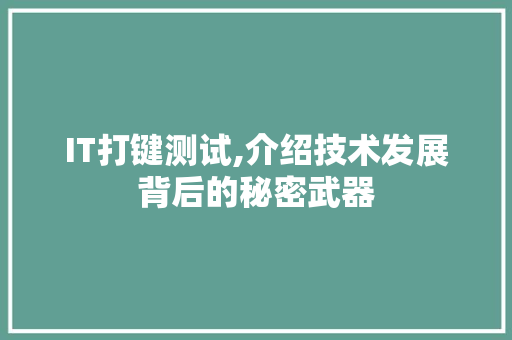 IT打键测试,介绍技术发展背后的秘密武器 百度SEO