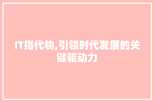 IT指代物,引领时代发展的关键驱动力