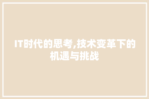 IT时代的思考,技术变革下的机遇与挑战 百度SEO