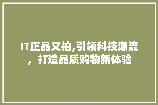 IT正品又拍,引领科技潮流，打造品质购物新体验