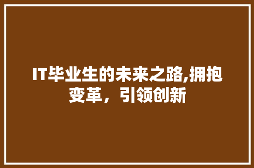 IT毕业生的未来之路,拥抱变革，引领创新