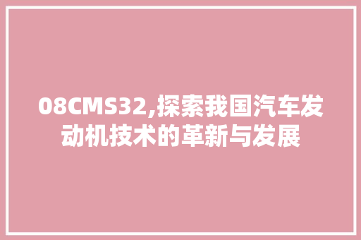 08CMS32,探索我国汽车发动机技术的革新与发展
