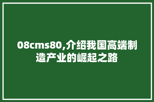 08cms80,介绍我国高端制造产业的崛起之路 必应SEO