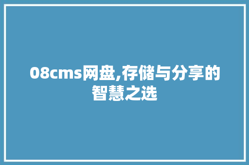 08cms网盘,存储与分享的智慧之选 必应SEO