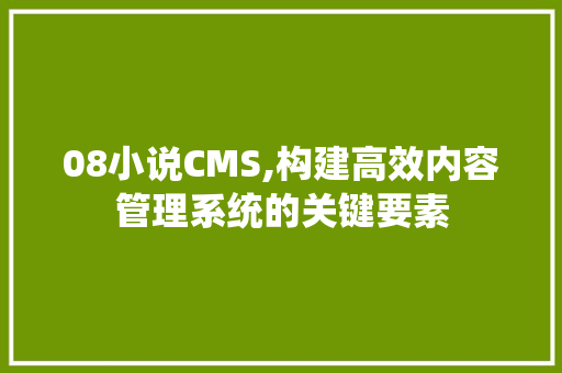 08小说CMS,构建高效内容管理系统的关键要素 必应SEO