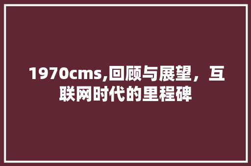 1970cms,回顾与展望，互联网时代的里程碑 神马SEO