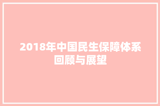 2018年中国民生保障体系回顾与展望