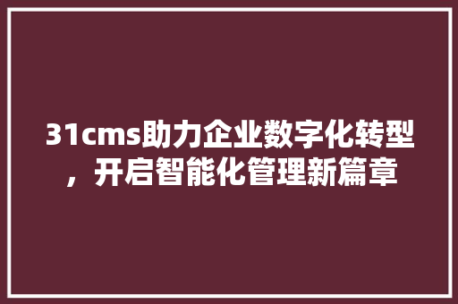 31cms助力企业数字化转型，开启智能化管理新篇章 神马SEO
