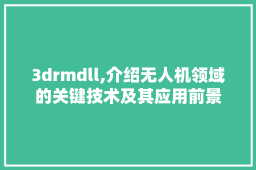3drmdll,介绍无人机领域的关键技术及其应用前景 必应SEO