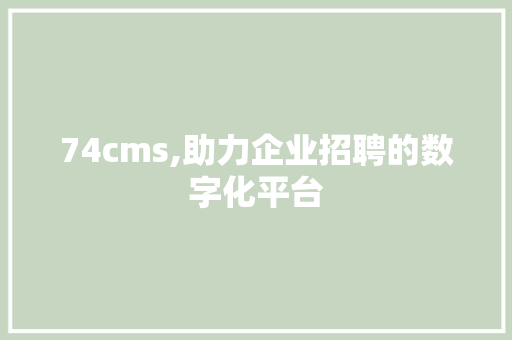 74cms,助力企业招聘的数字化平台 神马SEO