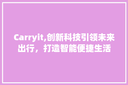 Carryit,创新科技引领未来出行，打造智能便捷生活 神马SEO