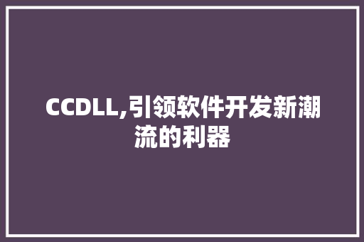 CCDLL,引领软件开发新潮流的利器 SEO关键词