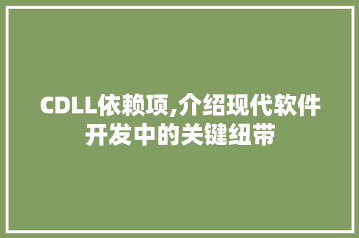 CDLL依赖项,介绍现代软件开发中的关键纽带 百度SEO