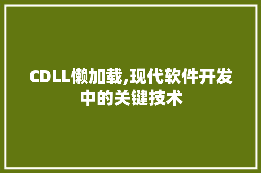 CDLL懒加载,现代软件开发中的关键技术 搜狗SEO
