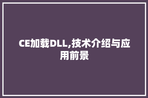 CE加载DLL,技术介绍与应用前景 网站建设公司
