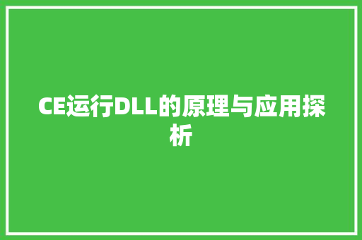 CE运行DLL的原理与应用探析 百度SEO
