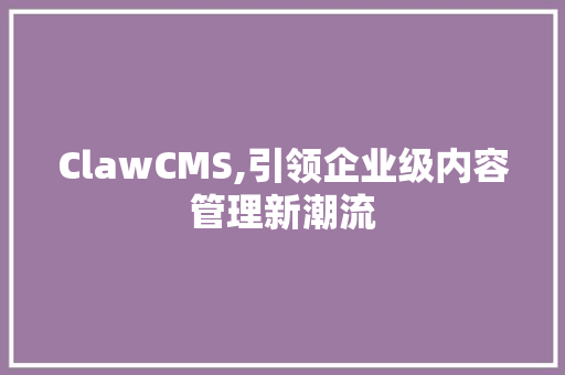 ClawCMS,引领企业级内容管理新潮流 网站建设公司