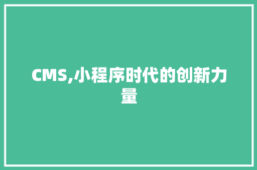 CMS,小程序时代的创新力量 百度SEO