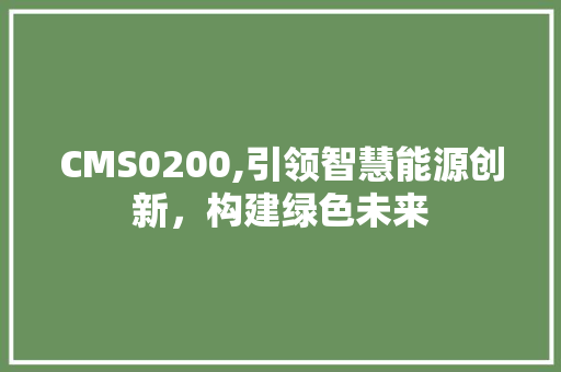CMS0200,引领智慧能源创新，构建绿色未来 必应SEO