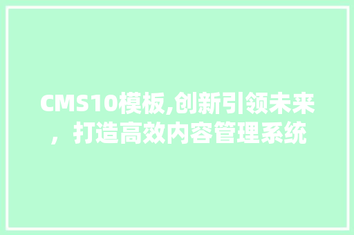 CMS10模板,创新引领未来，打造高效内容管理系统 必应SEO