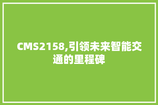 CMS2158,引领未来智能交通的里程碑 神马SEO