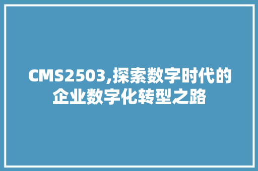 CMS2503,探索数字时代的企业数字化转型之路 搜狗SEO