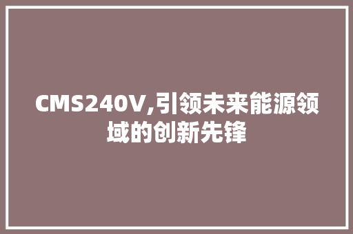 CMS240V,引领未来能源领域的创新先锋 搜狗SEO