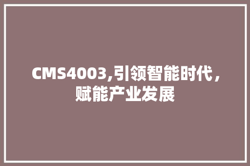 CMS4003,引领智能时代，赋能产业发展 必应SEO