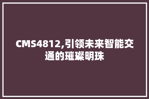 CMS4812,引领未来智能交通的璀璨明珠 必应SEO