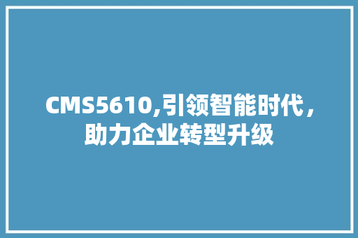 CMS5610,引领智能时代，助力企业转型升级 神马SEO