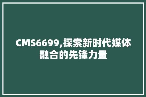 CMS6699,探索新时代媒体融合的先锋力量 神马SEO