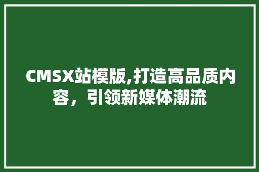 CMSX站模版,打造高品质内容，引领新媒体潮流 百度SEO
