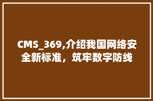 CMS_369,介绍我国网络安全新标准，筑牢数字防线 SEO关键词