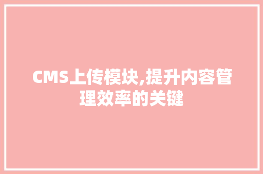 CMS上传模块,提升内容管理效率的关键 SEO关键词