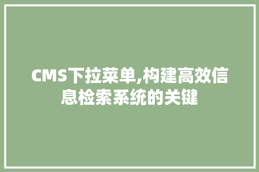 CMS下拉菜单,构建高效信息检索系统的关键 神马SEO