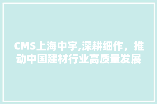 CMS上海中宇,深耕细作，推动中国建材行业高质量发展 百度SEO