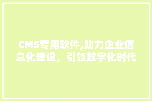 CMS专用软件,助力企业信息化建设，引领数字化时代潮流 必应SEO
