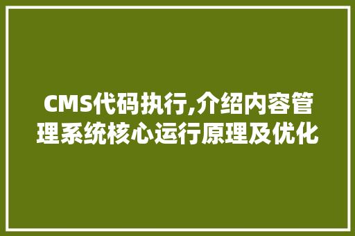 CMS代码执行,介绍内容管理系统核心运行原理及优化步骤 SEO关键词