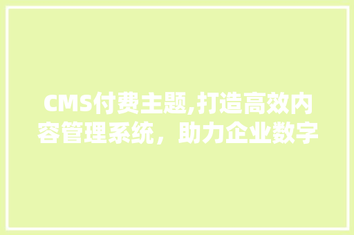 CMS付费主题,打造高效内容管理系统，助力企业数字化转型 神马SEO