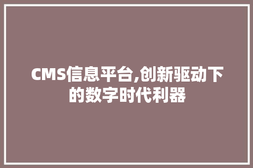 CMS信息平台,创新驱动下的数字时代利器 网站建设公司